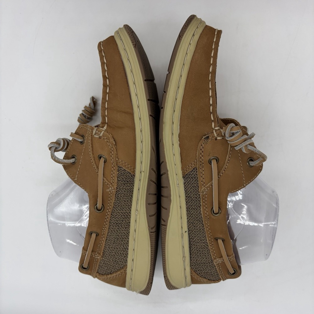 Magellan Womens 8.5 Shoes Boat Deck Brown Tan Leather Comfort Flat Round Toe - Picture 4 of 11